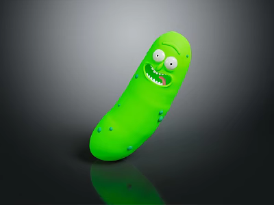Green Anthropomorphic Pickle Cartoon Character With Funny Face And Eyes 3d model
