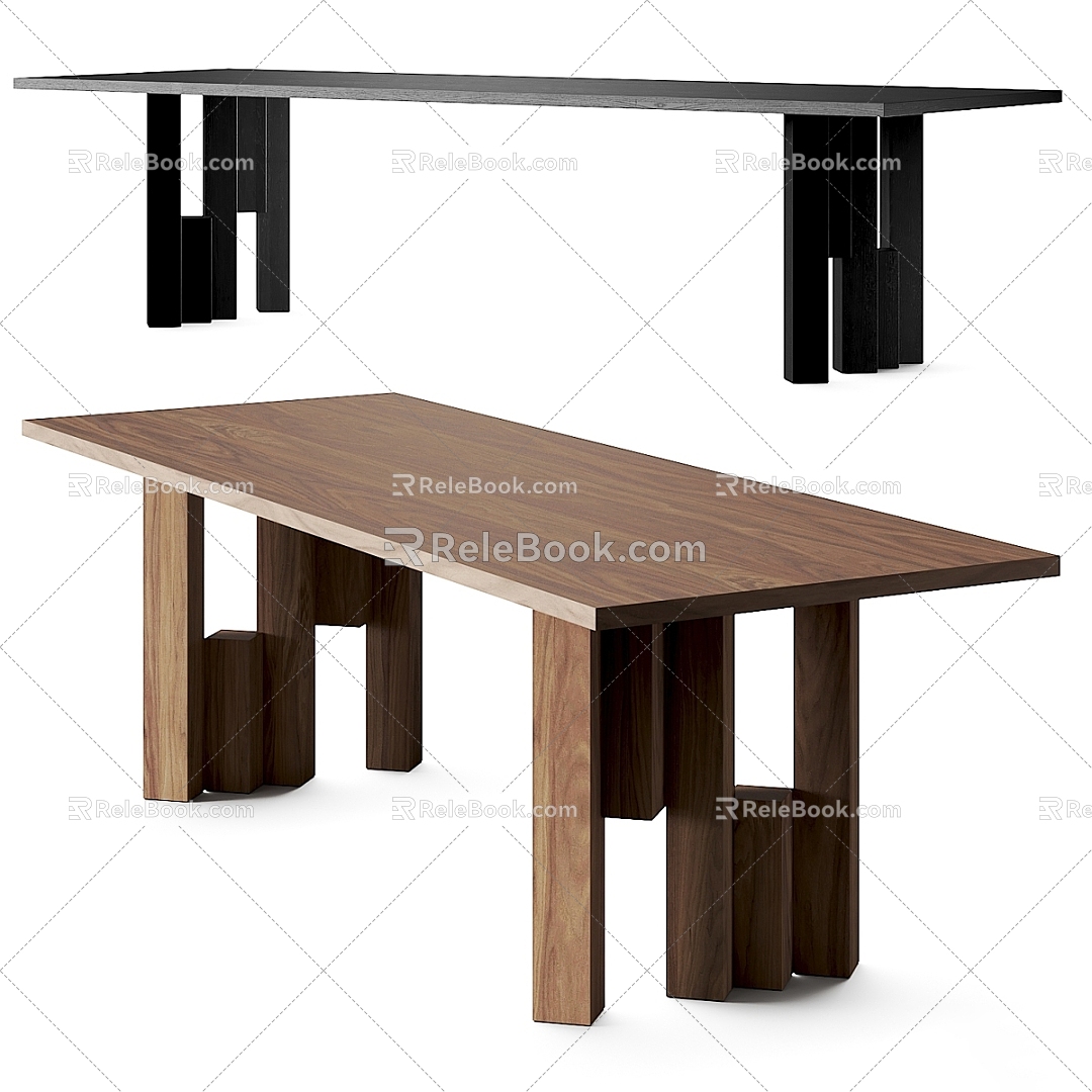 Mokko Fenestra Rectangular Solid Wood Dining Table Tea Table Desk Desk Rectangular Solid Wood Table 3d model