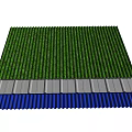 Layered Building Components With Green White Blue Corrugated Panels Structure 3d model