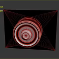 Elegant Computer Circular Design Element With Red And White Colorful Rings On Black Background 3d model
