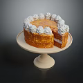 Sliced Cake With White Cream Decoration On Pedestal Stand Showing Layers