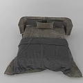 Plush Gray Double Bed With Soft Pillows And Cozy Comforter Design 3d model