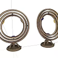 Decorative Ornament Set Brass Circular Ring Design With Blue Accents And Sturdy Base For Home