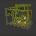 Industrial Construction Structure With Yellow Metal Frame Multi Level Platform And Striped Floor
