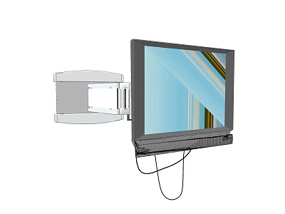 Modern Computer Monitor Screen With Adjustable Wall Mount Stand And Connected Cables 3d model