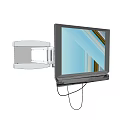 Modern Computer Monitor Screen With Adjustable Wall Mount Stand And Connected Cables 3d model