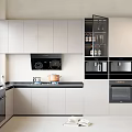 Modern Kitchen Interior With White Upper And Lower Cabinets Appliances And Window