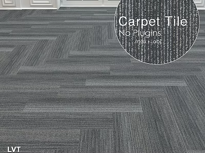 Gray Carpet Tile With LVT Material And Modern Striped Pattern Design 3d model
