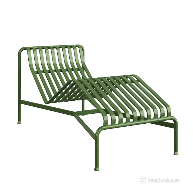 Green Metal Frame Single Bed With Slatted Design And Modern Leisure Style 3d model 