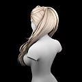 Game And Movie Character 3D Model With Long Blonde Curly Hair Upper Body Black Background