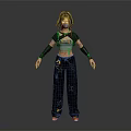 Stylish 3D Character With Colorful Braids Mask Wristbands Star Pattern Cargo Pants And Sneakers