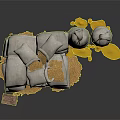 Stacks of White Grain Sacks With Spilled Grains Small Bags And Yellow Bananas