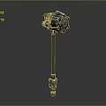 3D Rendered War Hammer With Mechanical Head And Long Metal Handle
