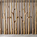 Natural Wood Branch Room Divider With Arranged Design For Space Separation