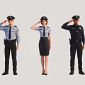 Group of Police Officers Saluting in Uniforms Standing in Formation