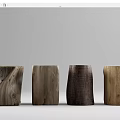 Log Low Stool Stakes Wooden Stool 3d model
