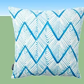 Blue and White Decorative Pillow With Geometric Zigzag Pattern For Home Living