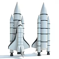 Two Rocket Shaped Playground Equipment With White Structures And Black Accents 3d model