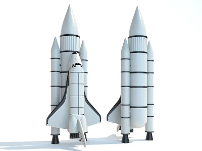 Two Rocket Shaped Playground Equipment With White Structures And Black Accents 3d model