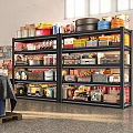Heavy Duty Garage Workshop Shelving Unit With Tools Paint Cans And Storage Bins