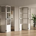Stylish White Folding Doors With Glass Panels In Modern Home Interior With Wooden Floor