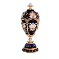 Intricate Egg Shaped Sculpture Carving With Black Gold Decor And Pearl Top Blue Gemstone Base