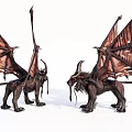 Game Movie Fantasy Creature Character With Leathery Wings Horns And Lion Like Body