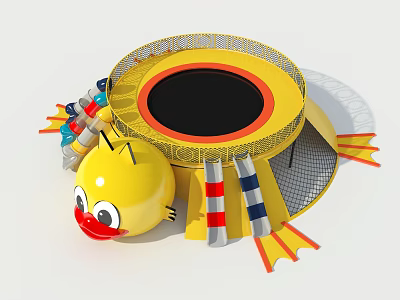 Small yellow duck trampoline slide combination climbing combination without power 3d model