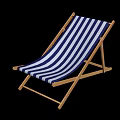 Tech Exhibition Hall Lounge With Blue White Striped Wooden Deck Chairs Design