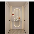 Cream Simple Style Scarpa Stacked Curved Shape Hermes Orange Corridor End View Entrance 3d model