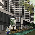 Modern High Rise Residential Buildings With Tree Lined Surroundings And Road Access