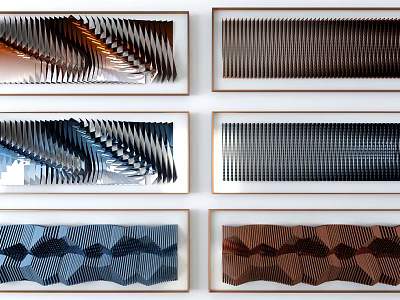 Modern Textured Wall Decor With Abstract Patterns And Multiple Color Framed Art 3d model