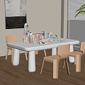 Modern children's table and chair combination 3d model