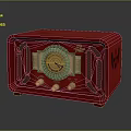 Retro Radio Speaker Red Vogue With Golden Dials And Classic Design
