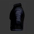 Stylish Black Double Breasted Vest Featuring Blue Sleeves And Chain Detail