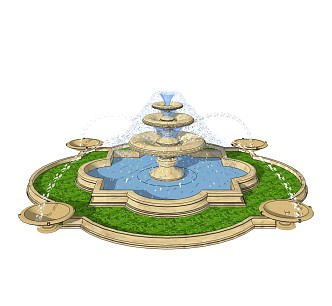 Jianou Fountain Landscape Entrance Waterscape 3d model