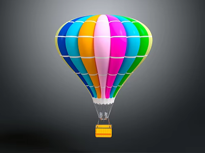 Multicolored Hot Air Balloon Amusement Ride with Bright Color Design and Basket 3d model