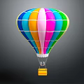 Multicolored Hot Air Balloon Amusement Ride with Bright Color Design and Basket