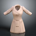 Beige Double Breasted Long Sleeve Coat With Elegant Design For Women