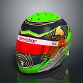 Green and Black Helmet Design With Red Visor Avatar Lettering And Gold Patterns