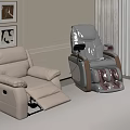 Two Comfortable Massage Chairs In Beige And Gray Modern Living Room Interior