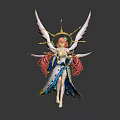 Winged Anime Character Figure With Pink Long Hair Blue White Outfit And Golden Halo