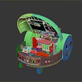 Green Wheeled Robot With Open Lid Showing Internal Electronic And Mechanical Parts