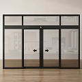 Modern Interior Featuring Black Frame Glass Sliding Doors And Wooden Floor