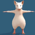 White Mouse Standing With Arms Outstretched On Blue Background 3d model