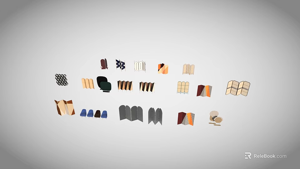 Various Stylish Decorative Room Dividers With Different Patterns Designs And Styles 3d model 