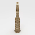 Tall Slender Stone Tower With Classical Design And Multiple Decorative Tiers 3d model