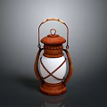 Vintage Lantern With Rustic Metal Frame White Shade And Wooden Handle