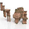 Classical Architectural Ruins Fragments Featuring Stone Arches Columns And Walls