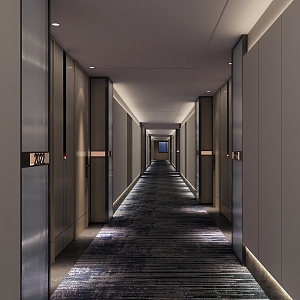 Modern Away Hotel Rooms Corridor 3d model